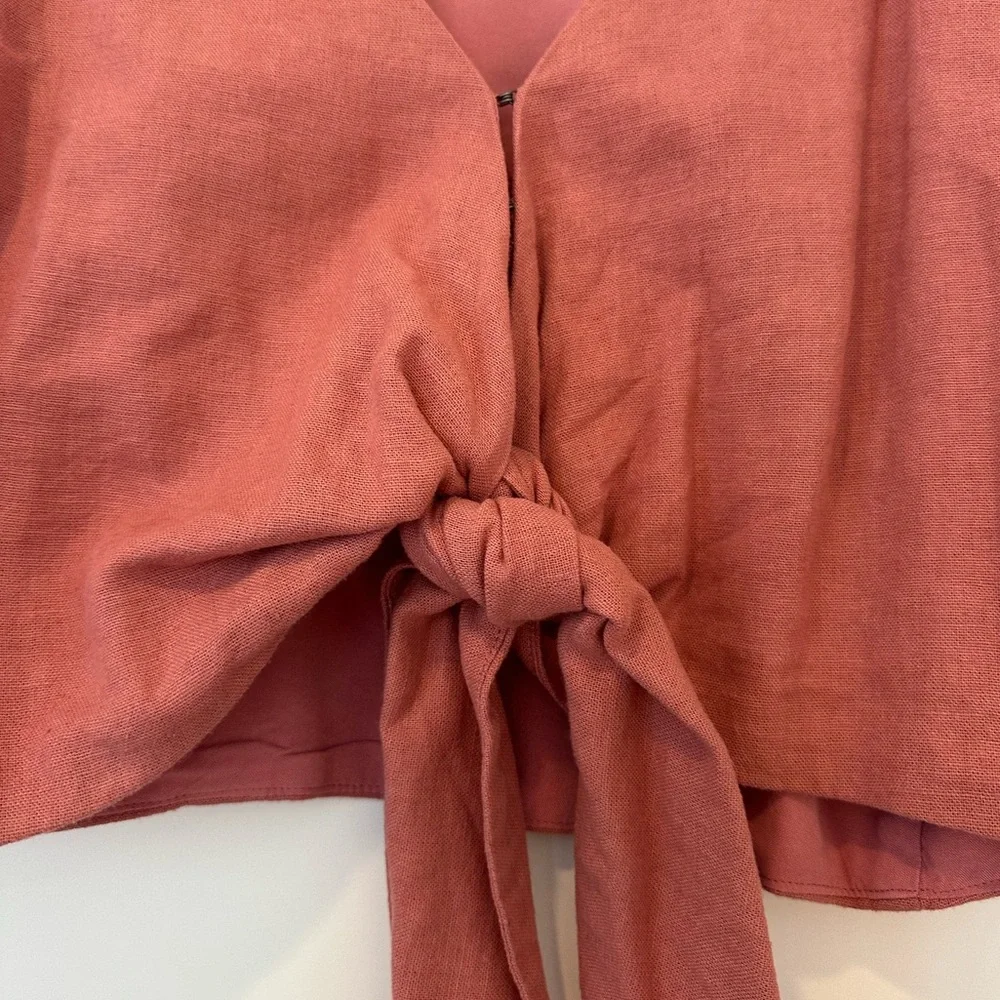Abercrombie & Fitch Tie-Front Linen Top - Picture 3 of 5